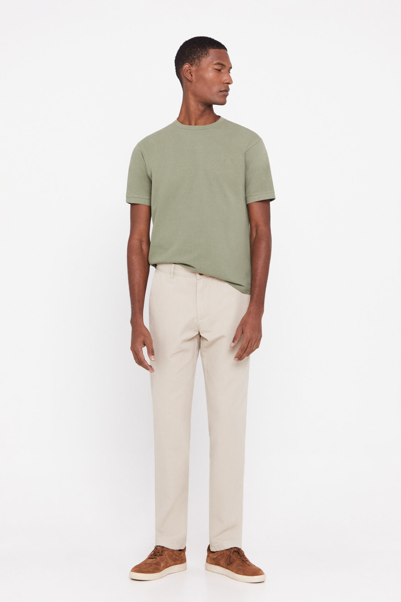 Calça chino de corte regular - Bege