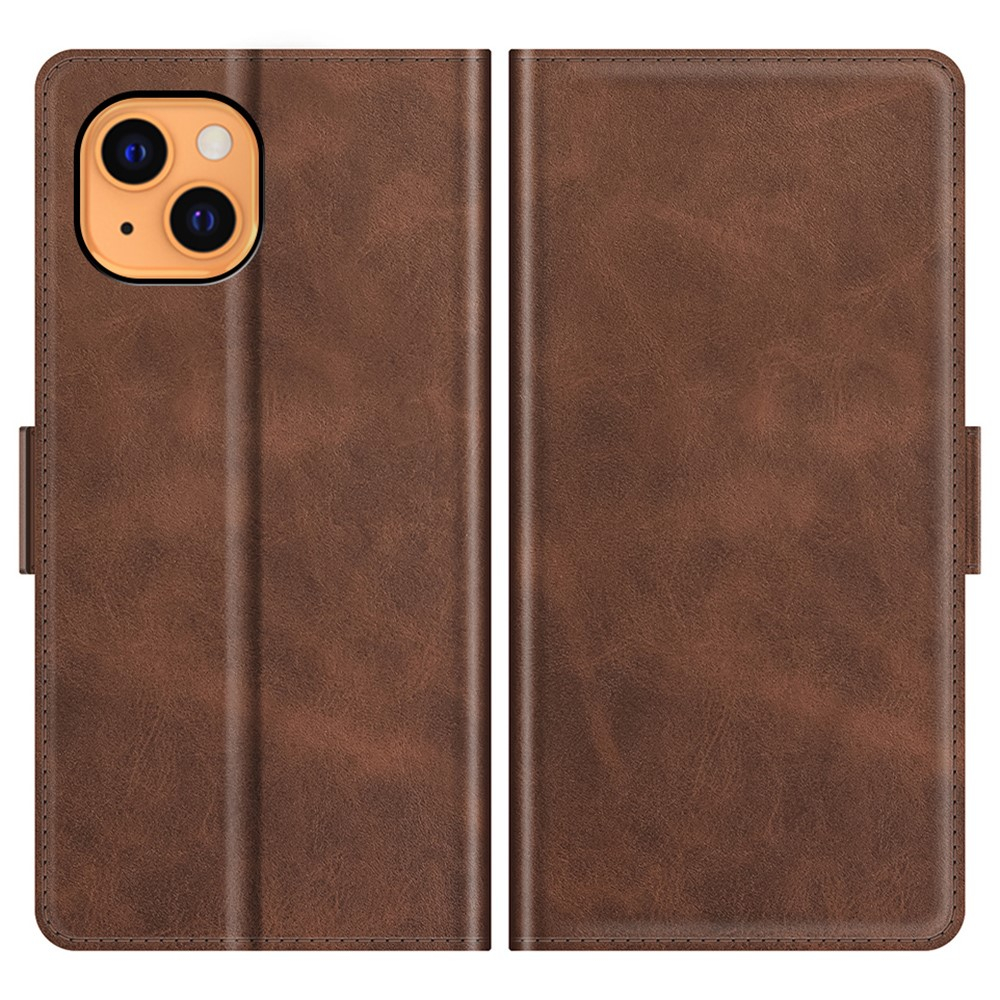 iPhone 13 Vintage Leder Tasche Flip Cover Fashion Design - Braun