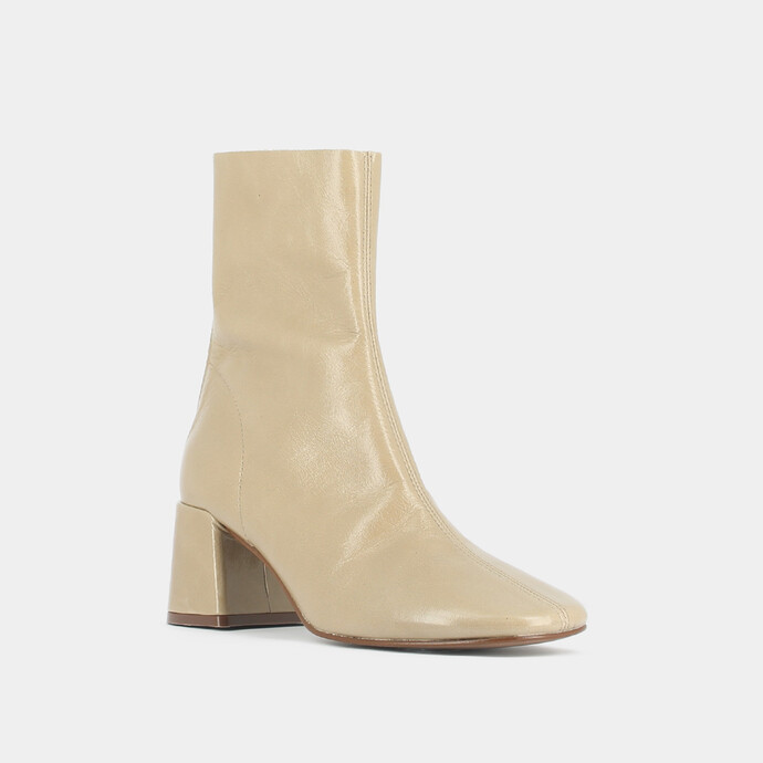 Bottines à talons  en cuir vieilli beige