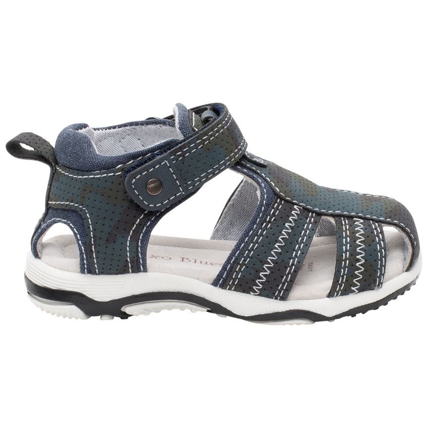 Nu-pieds à imprimé micro perforé all-over - Bleu marine