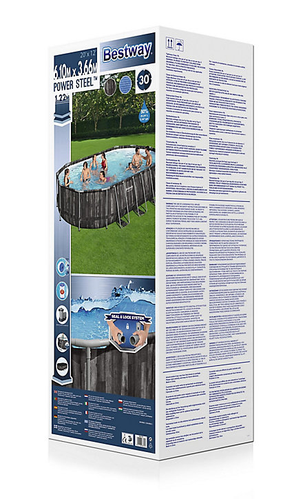 Piscine tubulaire effet bois ovale Bestway Power Steel 6,10 x 3,66 m