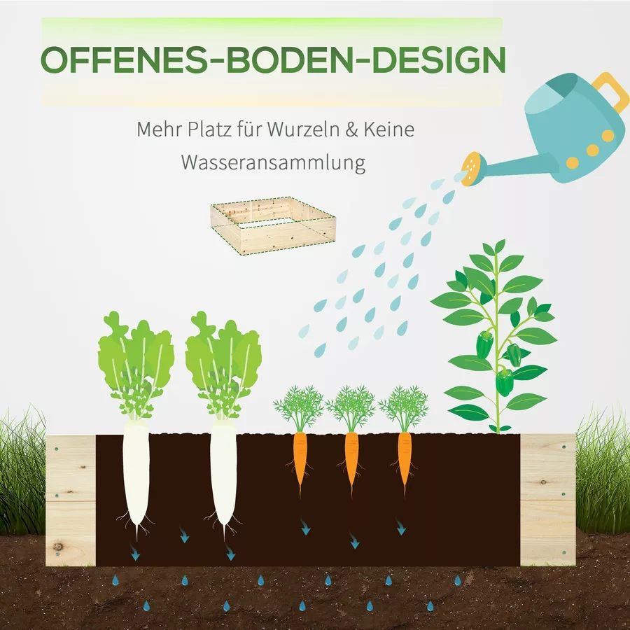Outsunny Gartenbeet mit offenem Boden natur