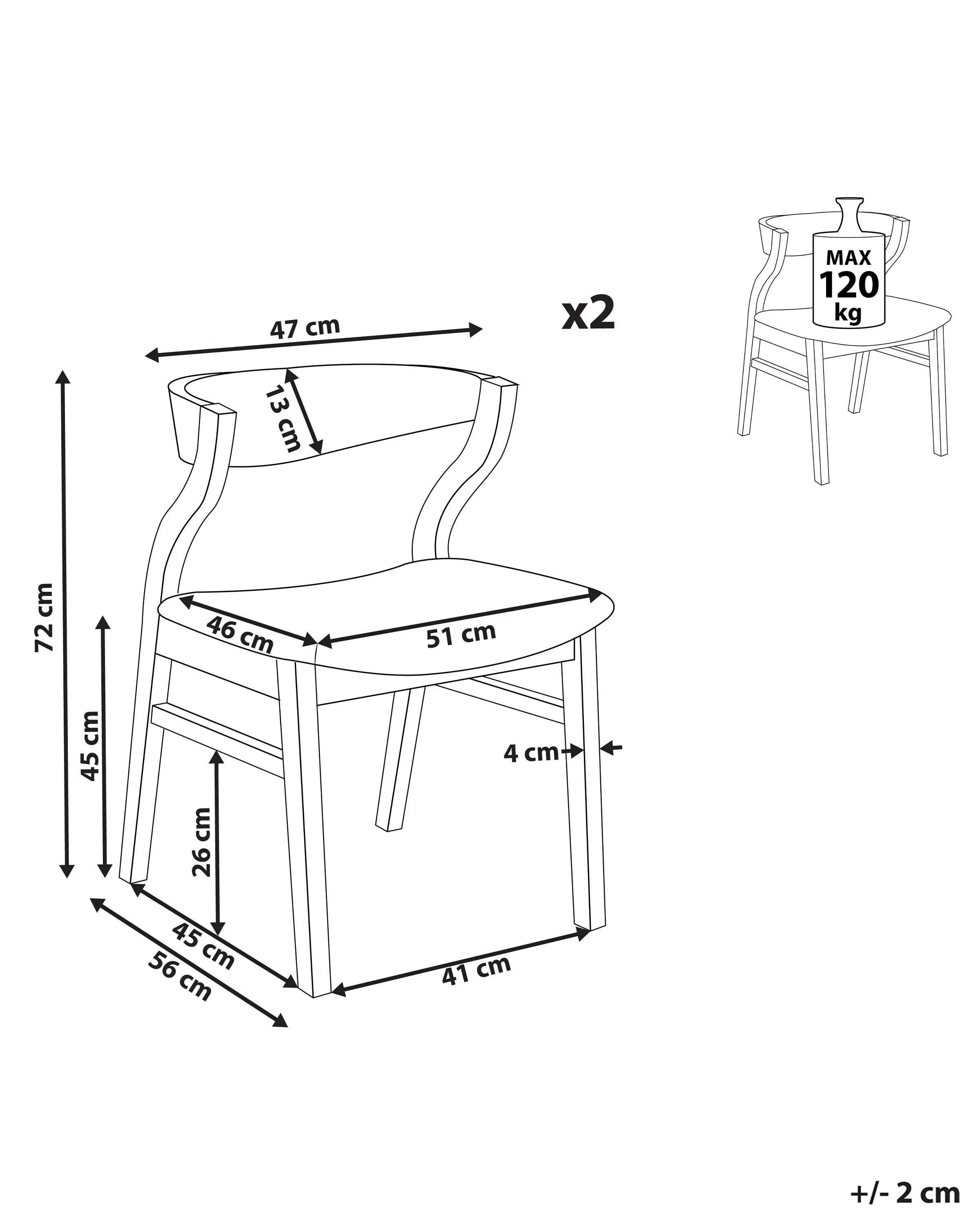 Set van 2 eetkamerstoelen MAROA Hout Lichtgrijs