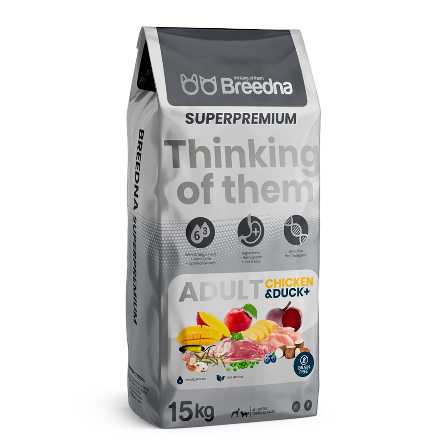 Ração Breedna Grain Free com Frango e Pato para Cães+