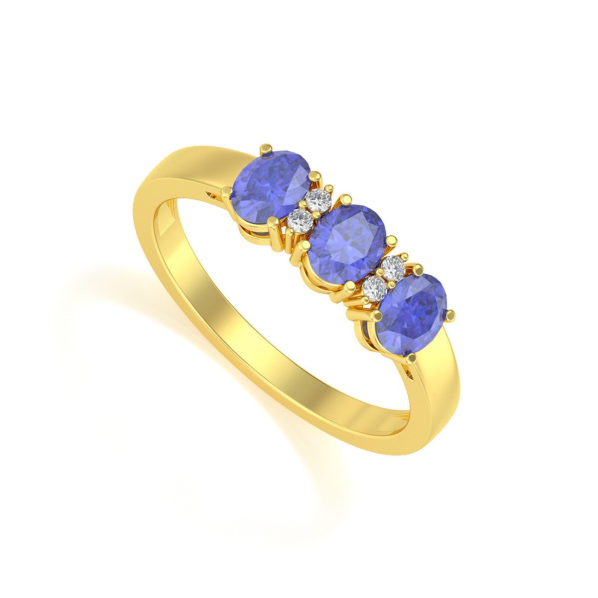 Bague ADEN Or 585 Jaune Tanzanite et diamants 2.25grs
