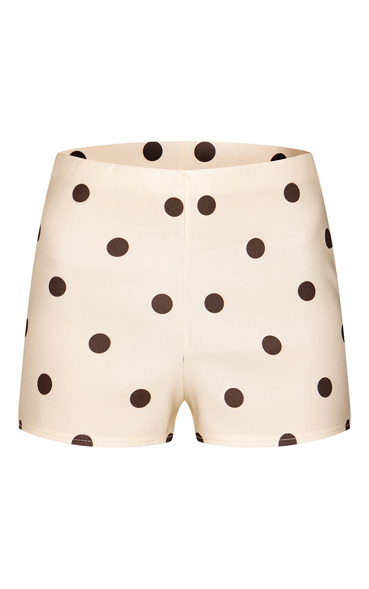 Jaune Short Court Tissé Extensible À Pois
