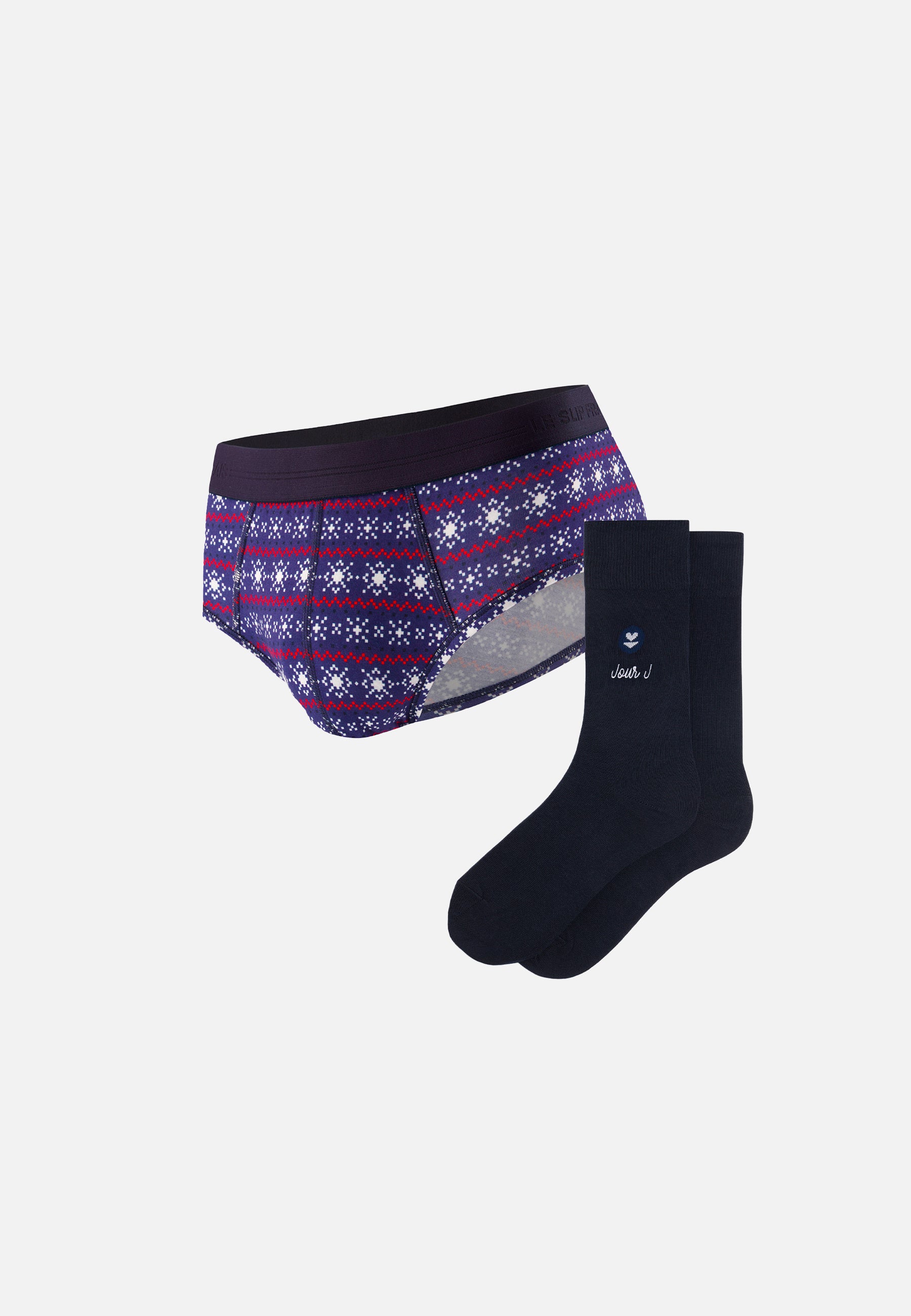 Coffret composé d'un slip et une paire de chaussette-Coffret Terrible Flocon Lucas Jour J