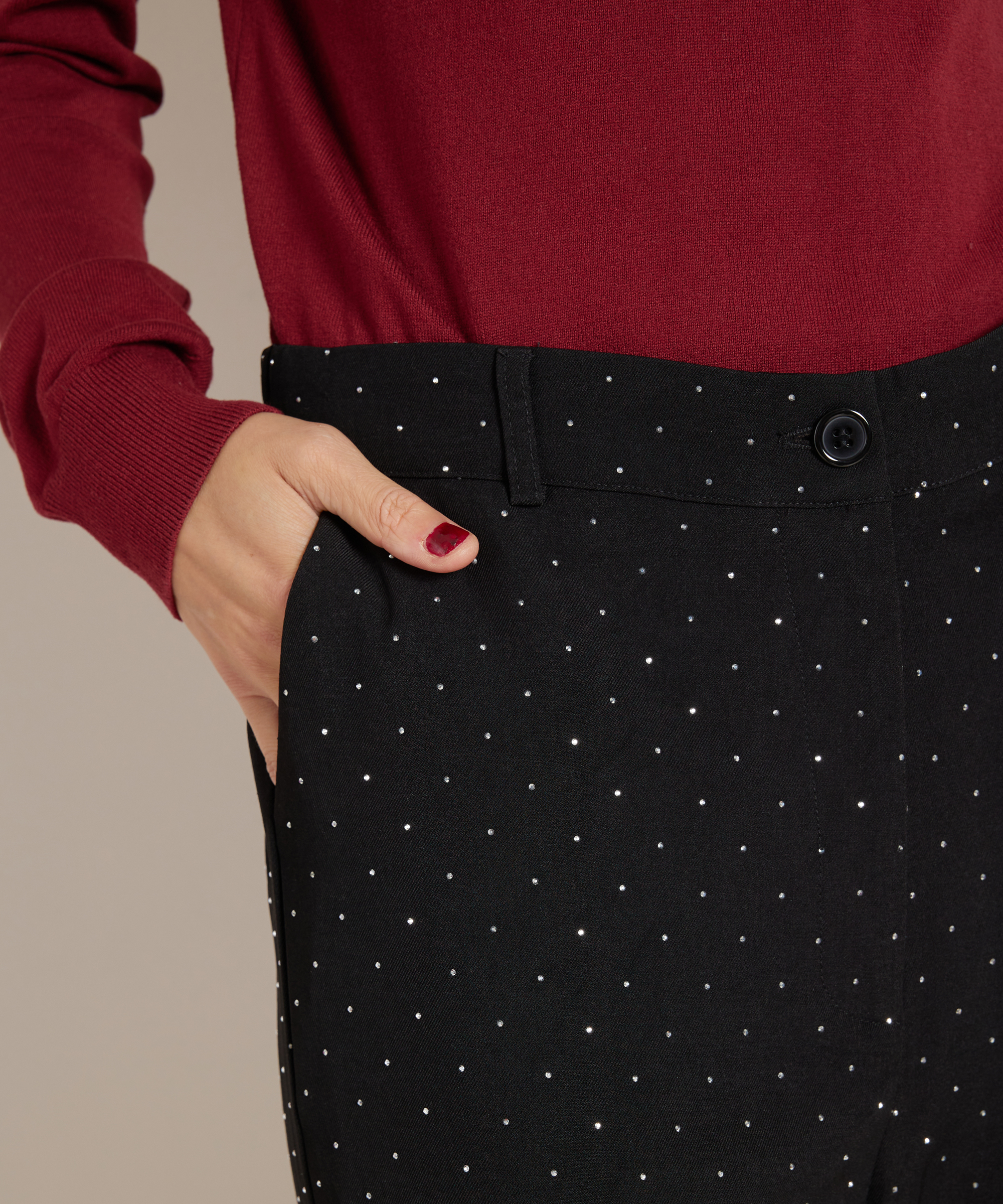flared fit broek glitterstuds