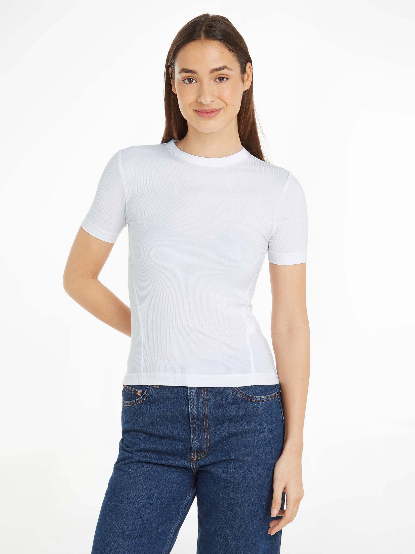 CALVIN KLEIN| Damen T-Shirt MODAL RIB C-NECK TOP