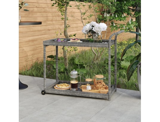 VIDAXL - Chariot de bar gris 100x45x83 cm résine tressée