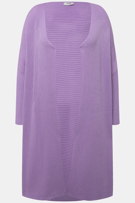 Strickjacke, oversized, offene Form, Feinstrick, V-Ausschnitt, Langarm