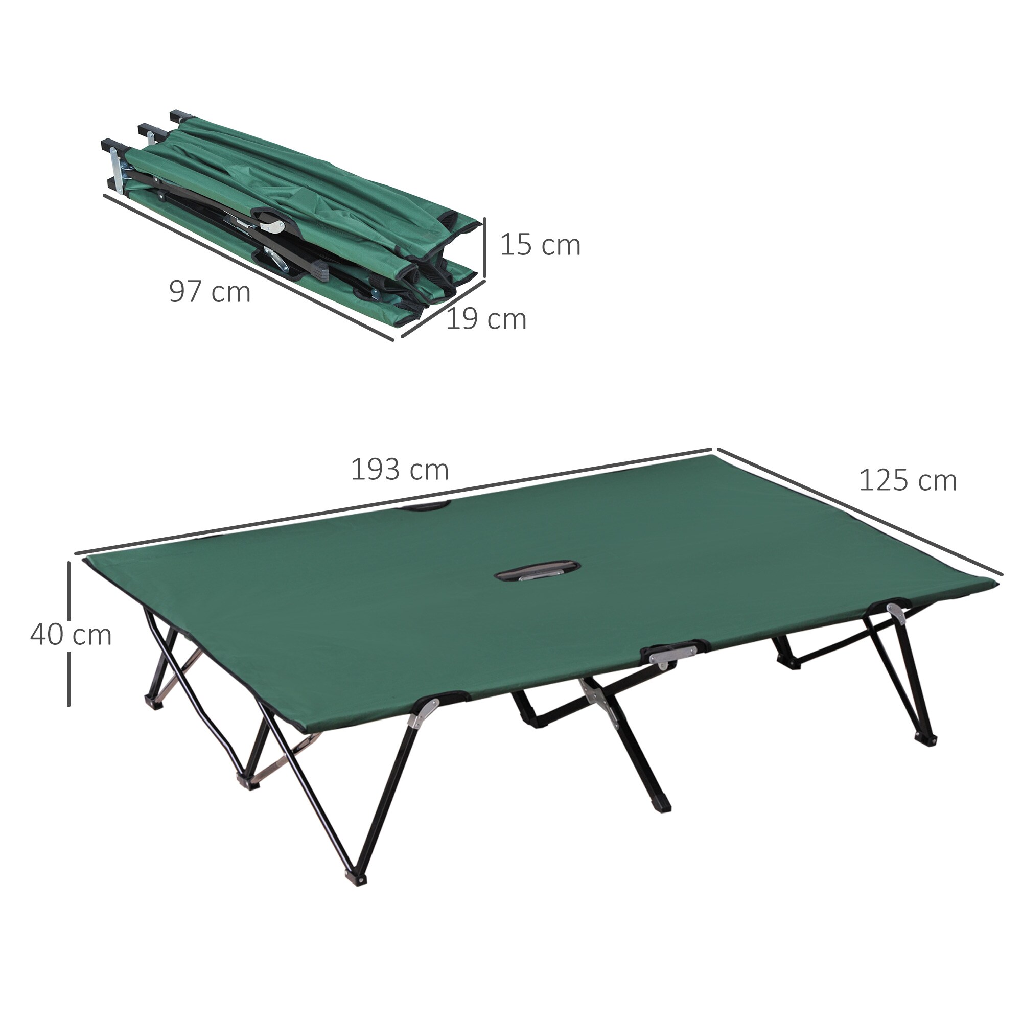 Outsunny Feldbett mit Tragetasche 193L x 125B x 40H cm