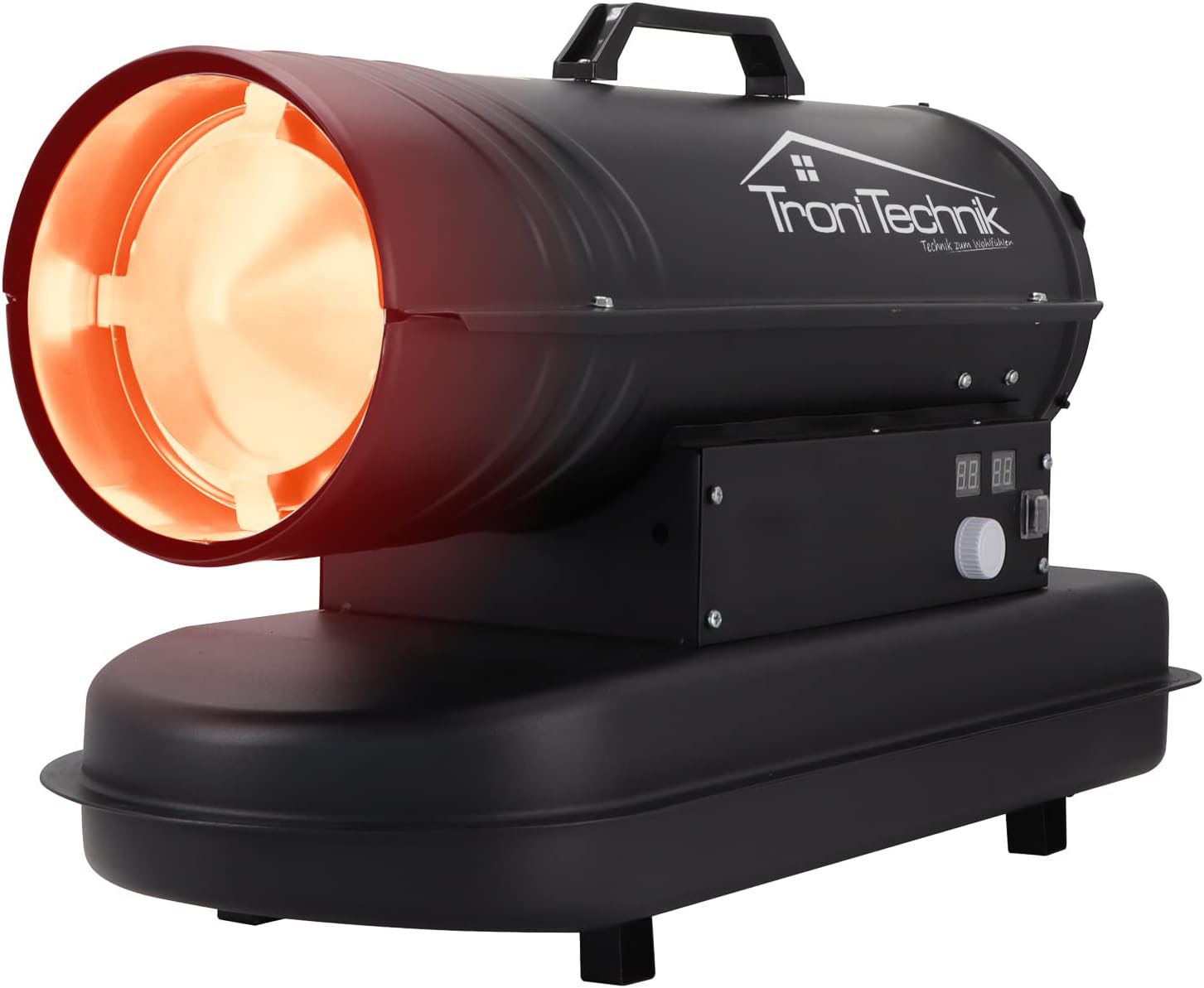 Tronitechnik® Heizkanone Dieselheizgebläse Dieselheizer 20kW Diesel betriebener Heißluftgenerator Heizgerät Bauheizer Heizer mit 19l Tank, Digitale Temperaturanzeige, Überhitzungsschutz