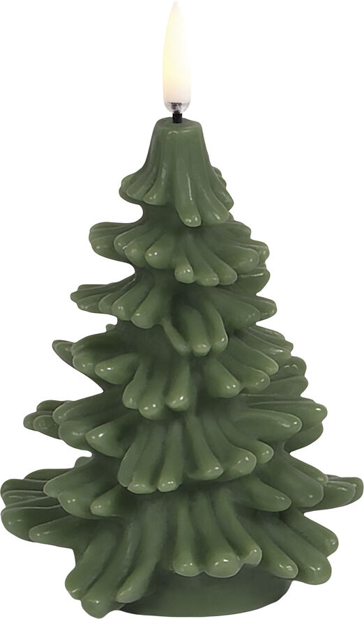 Uyuni LED candle Christmas tree, Olive green, Smooth, 9x12 cm Olive green
