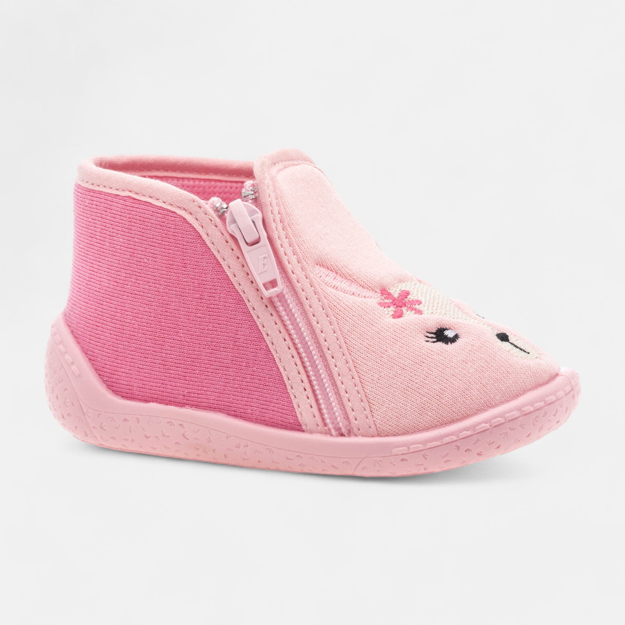 Pantoufles botillons zippés Bébé fille rose