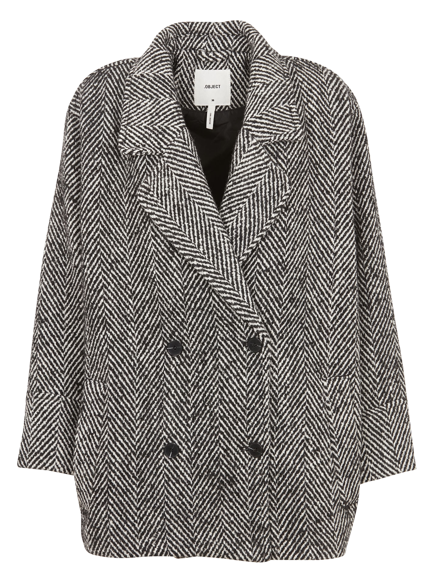 NILLA - Manteau col tailleur jacquard| Noir