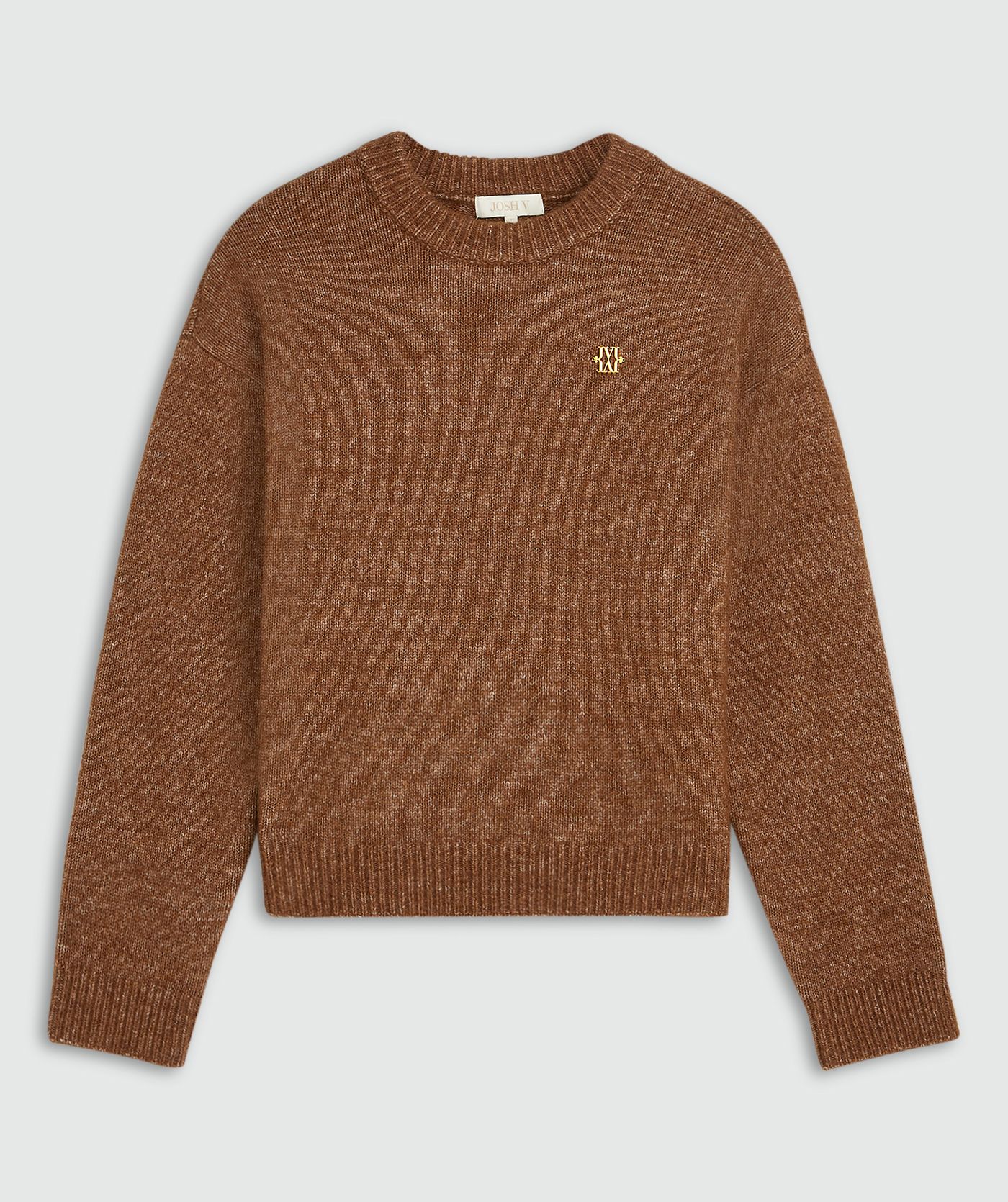 JV-IZE oversized sweater met logo - cognac