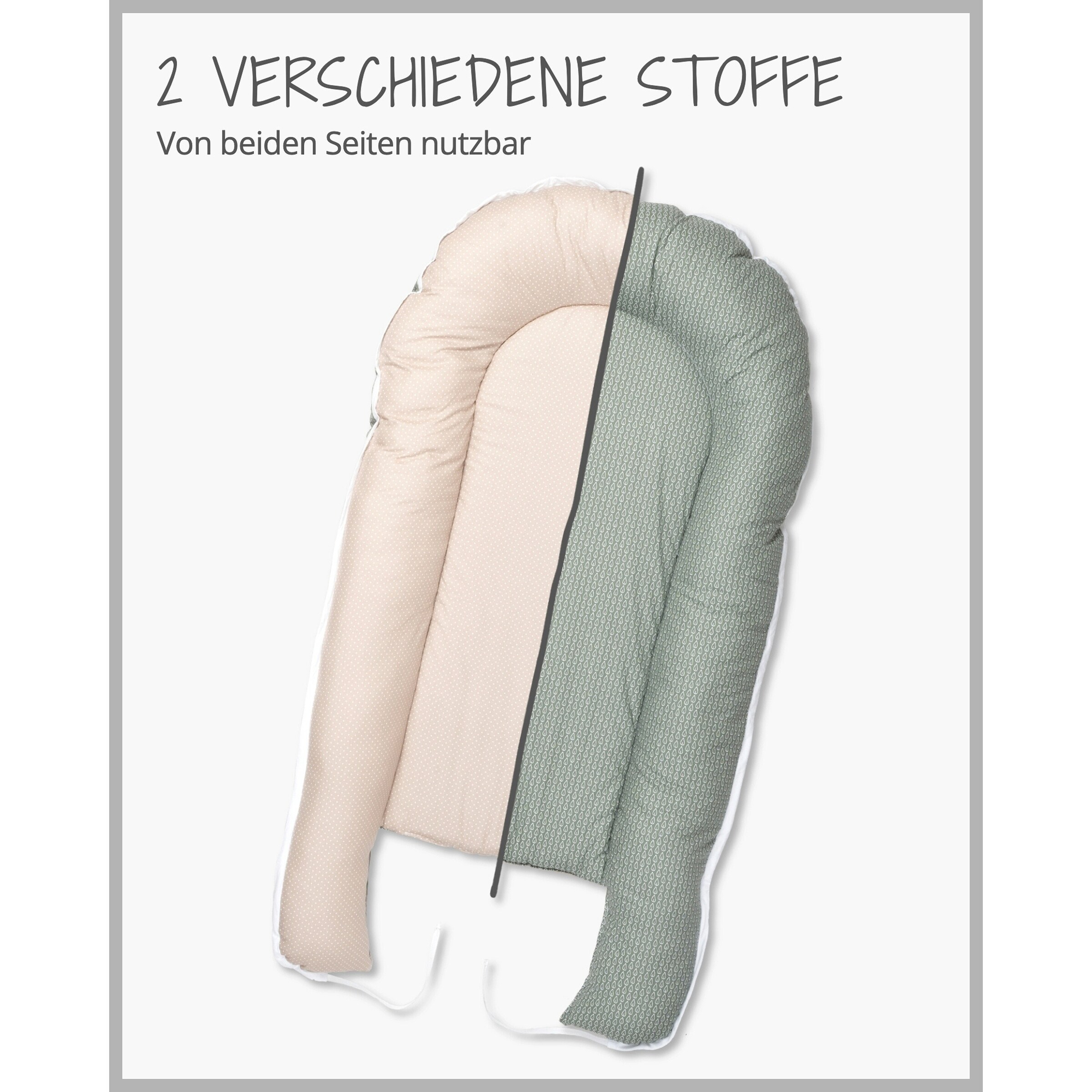 Ullenboom Kuschelnest 55x95 cm salbeigrün / beige / Blätterzauber