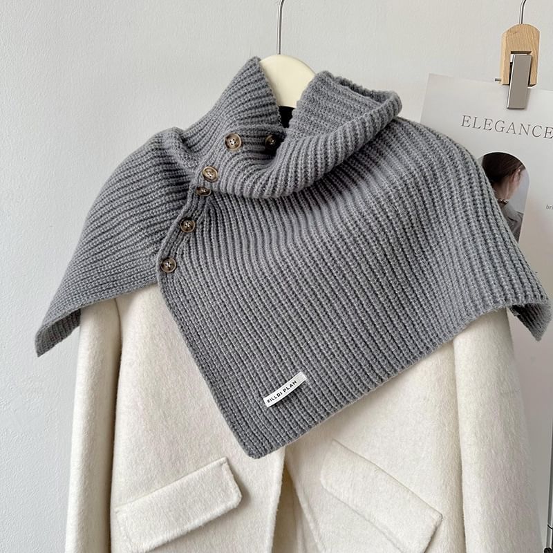 Combon - Effen asymmetrische gebreide sjaal met knopen