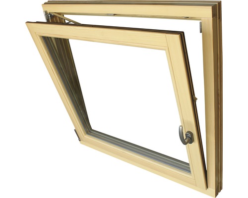 Houten raam, grenen, gelakt, 1000x1000 mm, DIN links