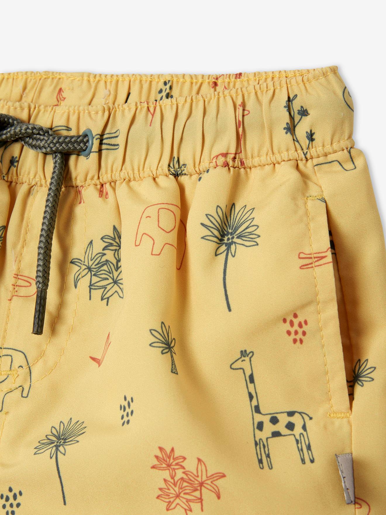 Maiô com estampa de selva para bebê menino, amarelo claro