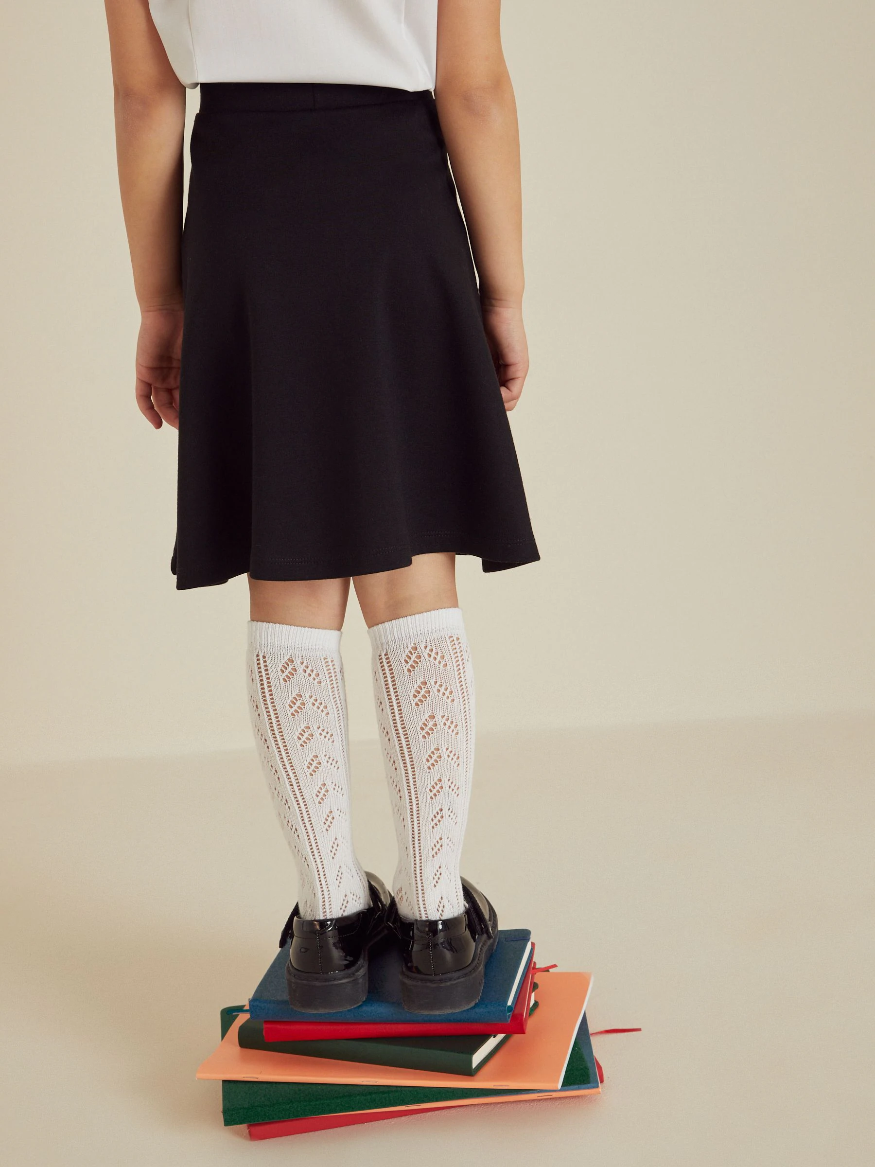 Zwart - Jersey stretch school skater rok met elastische taille (3 - 17 jr)