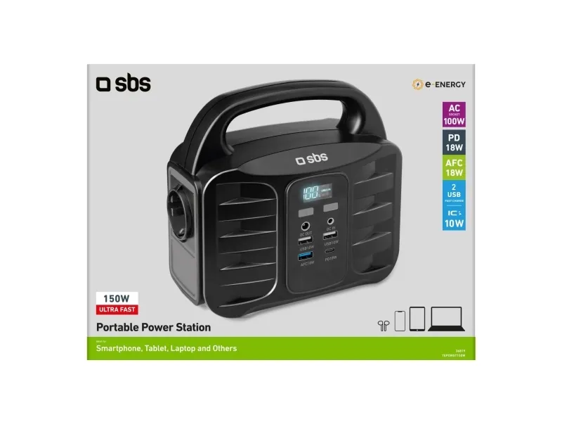 SBS TEPOWST150W, Vekselstrøm, Cigartænder, DC, 150 W, 100 W, 100 W, 25 W, Sort