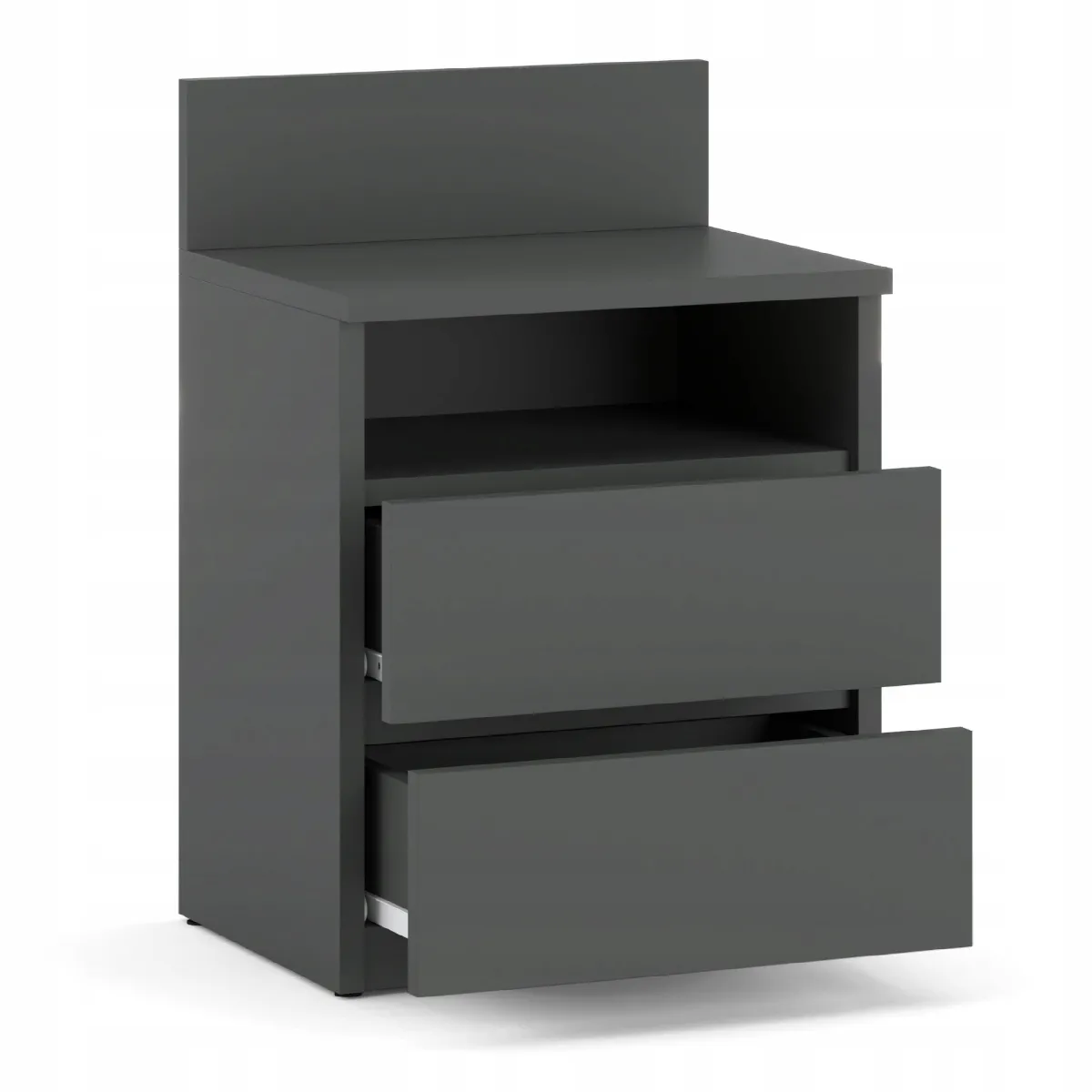 Table de Chevet Gris - 2 Tiroirs - 40 cm