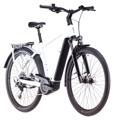 VTC Électrique Cube Kathmandu Hybrid One 800 Shimano Cues 10V 800 Wh 700 mm Blanc Bleu Polar 2025