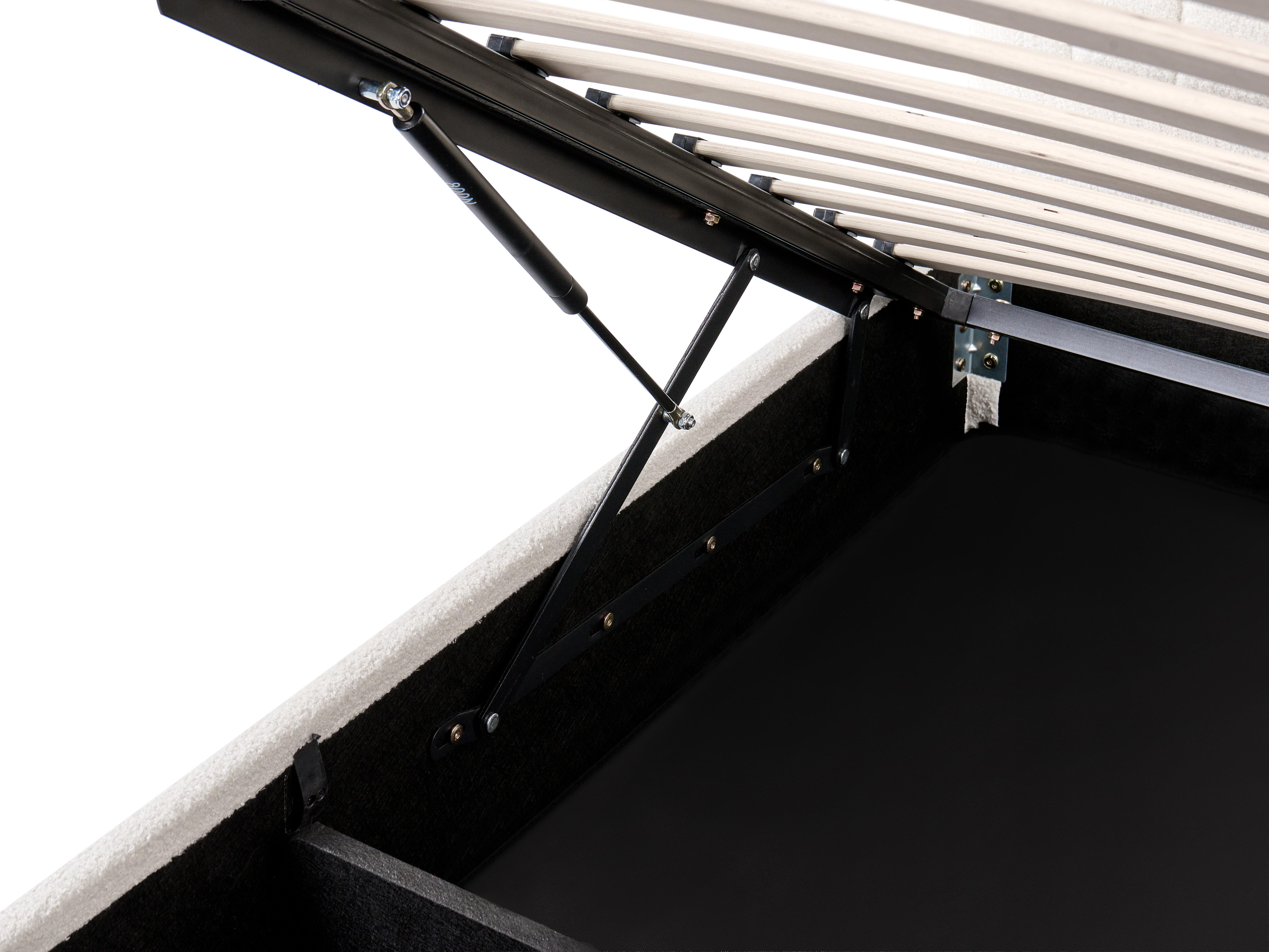 Bed met opbergruimte Bouclé LUNAN 180 x 200 cm Wit