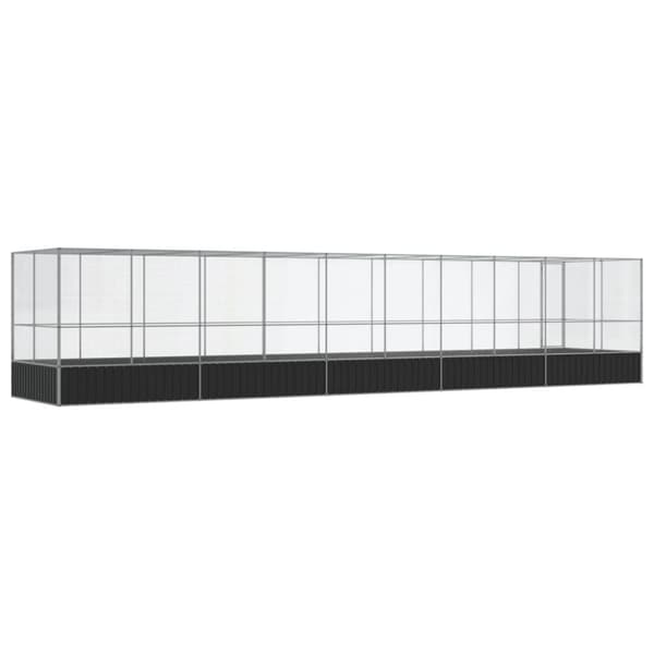 vidaXL Voliere med forlengelse sølv 1039x207x212 cm stål
