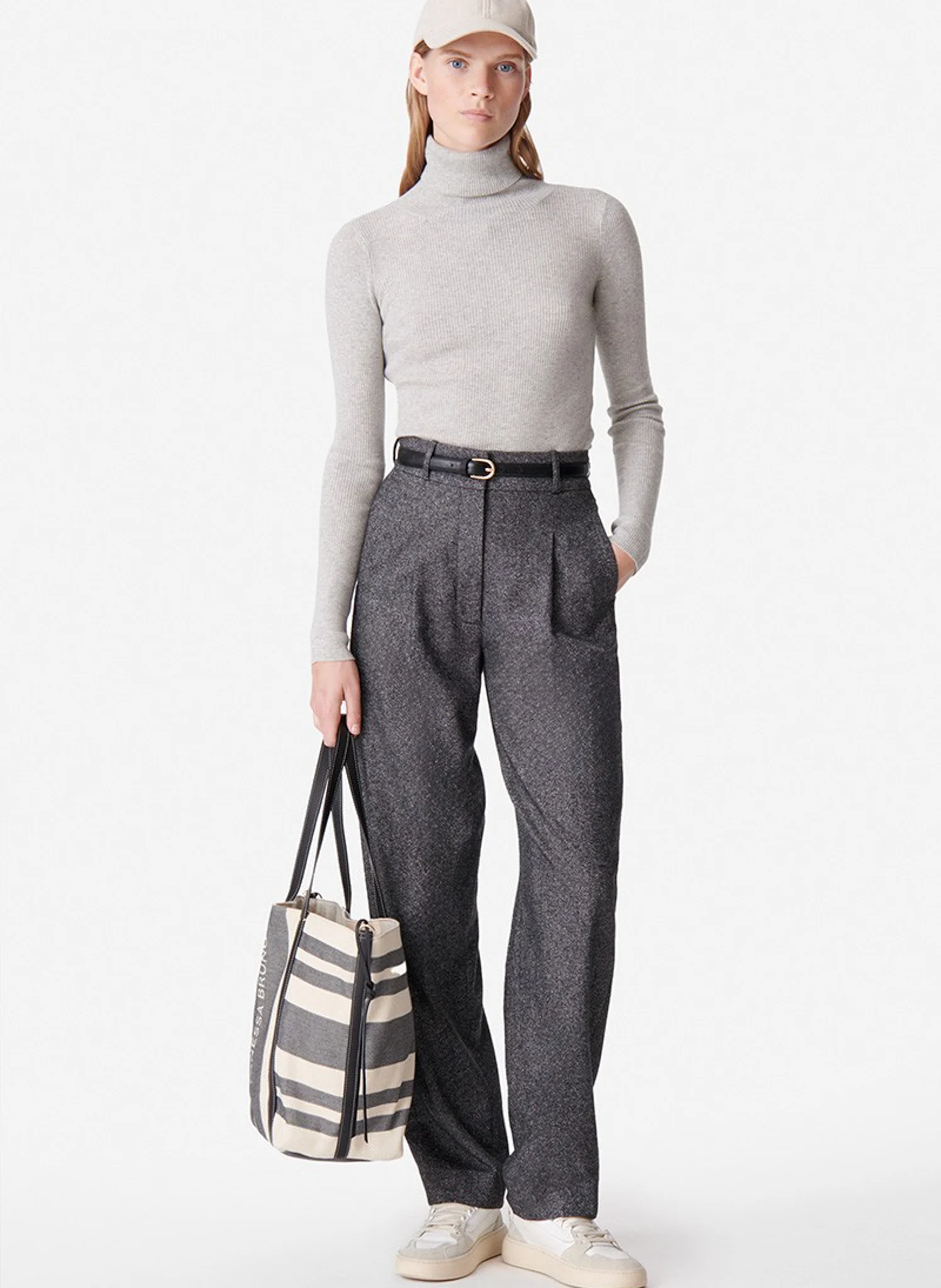 BRINDILLE - Pull fin col roulé en laine mélangée | Gris