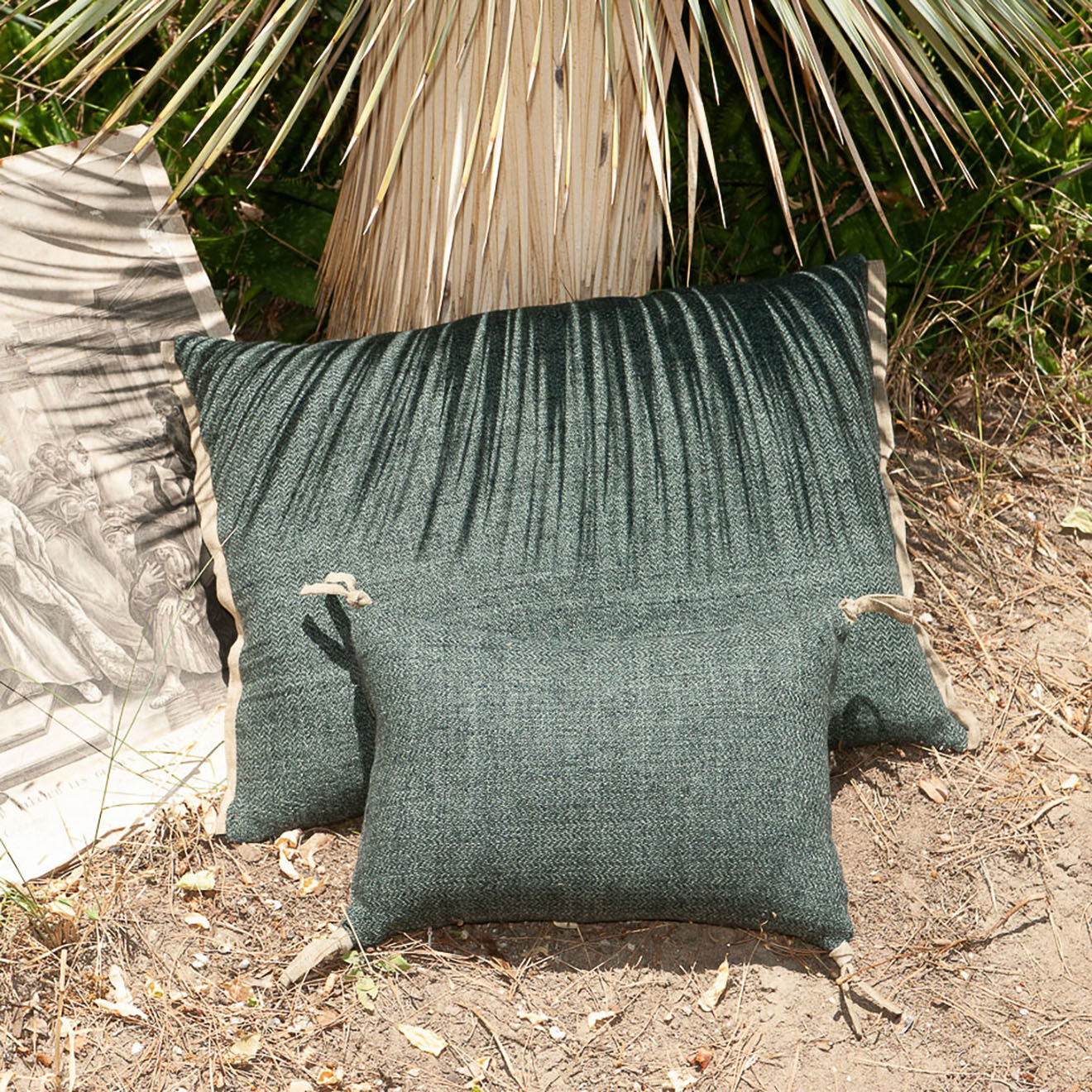 En Fil d'Indienne Housse de coussin Varanasi tweed de lin gris - 25x35 cm
