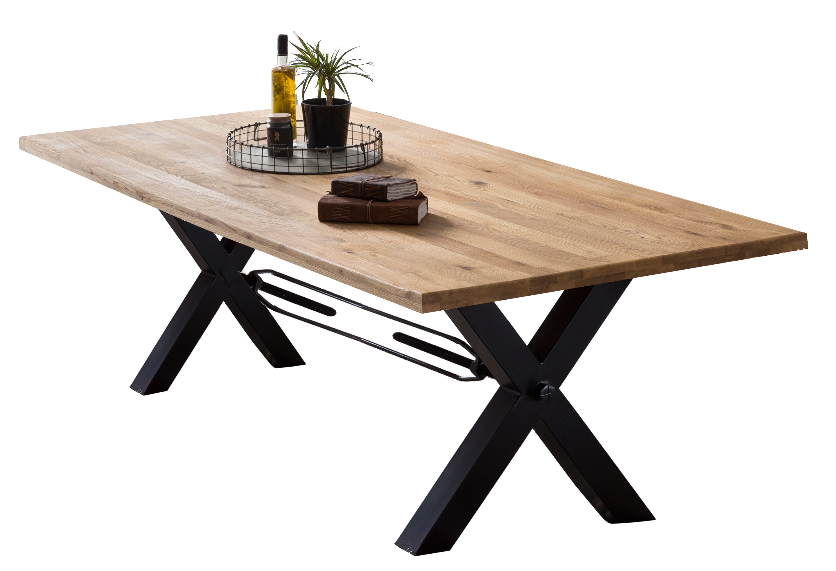 Tisch 240x100cm Wildeiche Metall Holztisch Esstisch Speisetisch Küchentisch