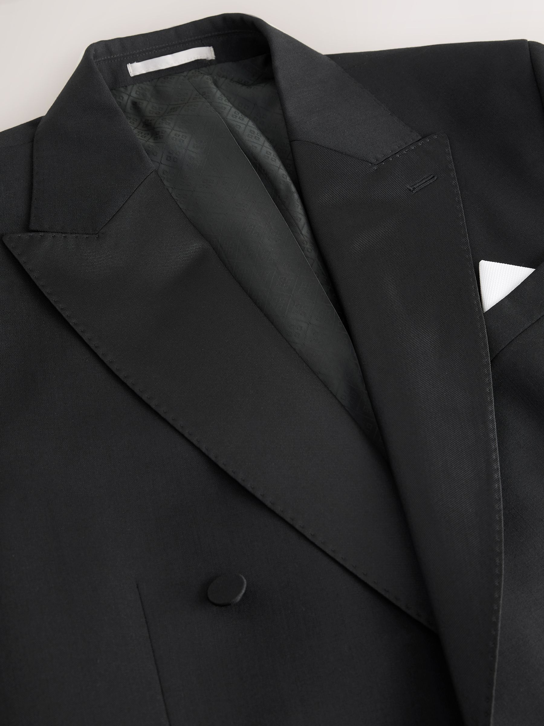 Zwart - Signature Nova Fides 100% Italian Wool Double Breasted Tuxedo Suit Jacket