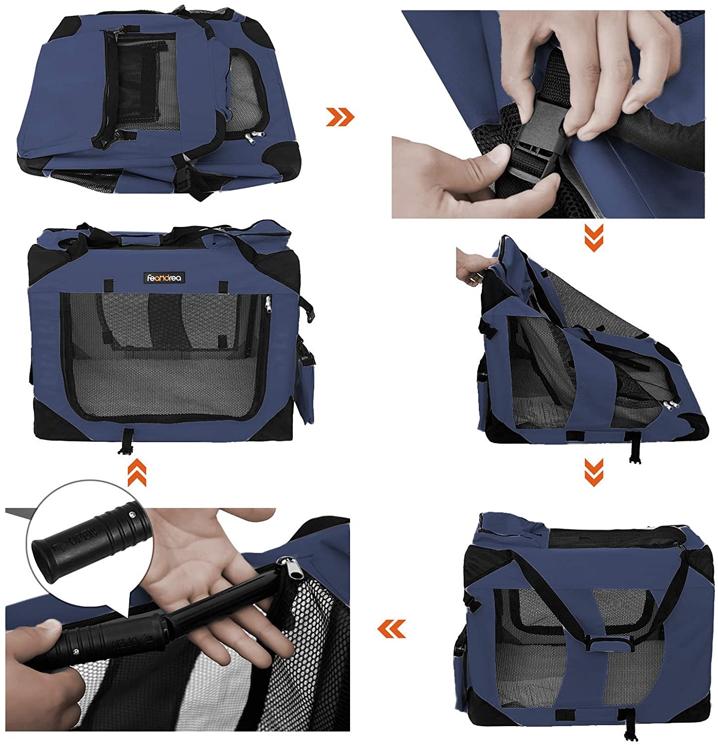 Sac de transport pour chien caisse pliable pour chien bleu 60 x 40 x 40 cm