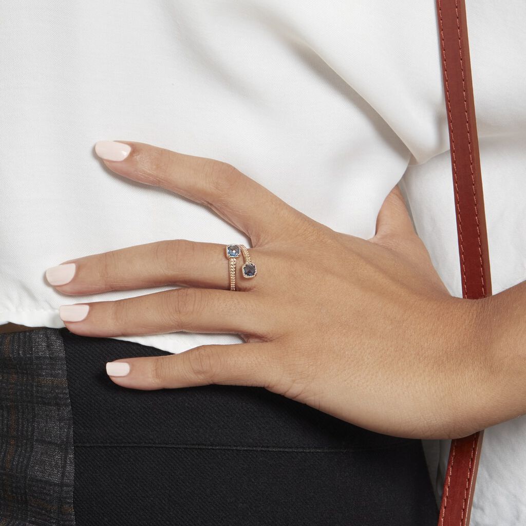 Bague Ilvaae Plaqué Or Pierre Bleue