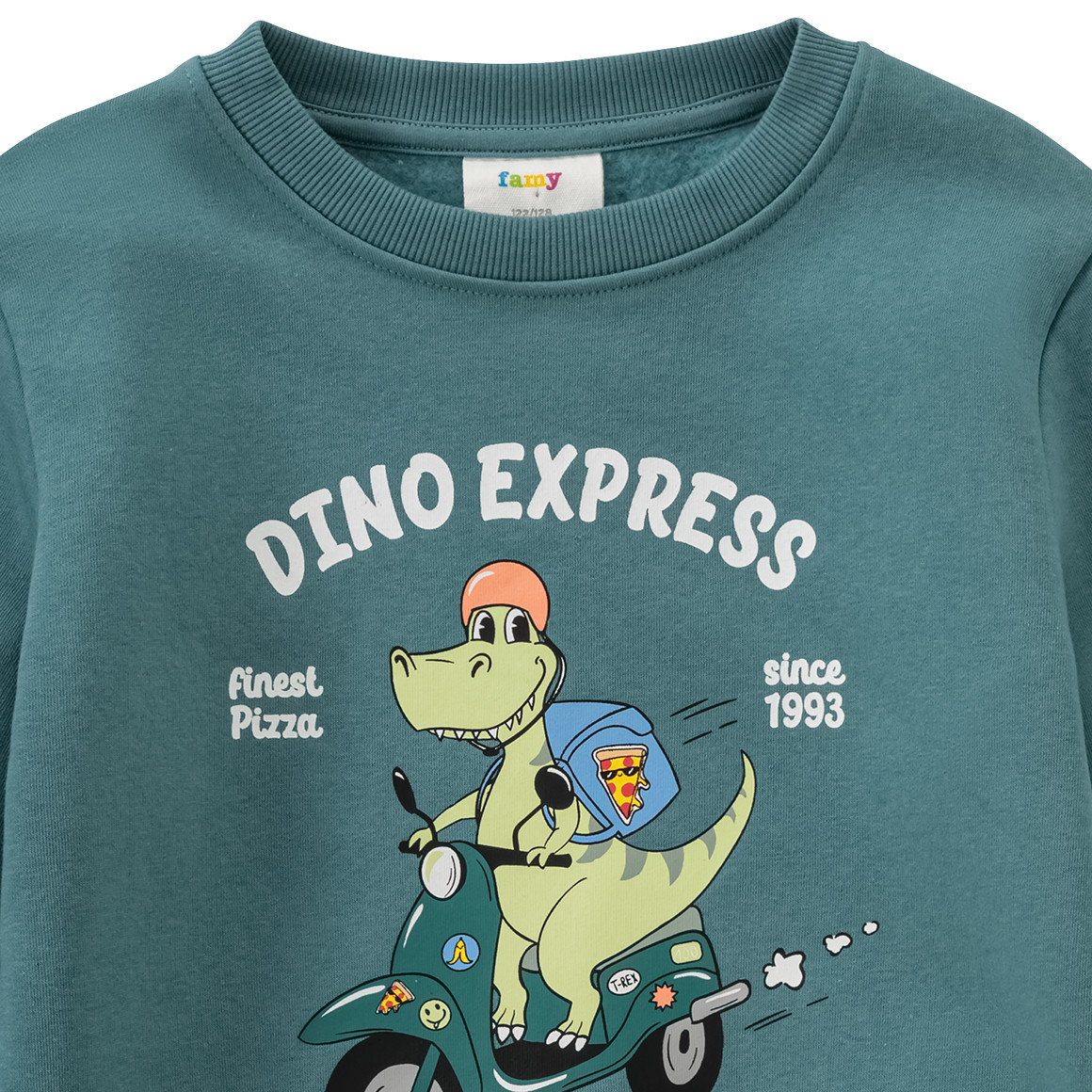 Famy Jungen Sweatshirt mit lustigem Print dunkeltürkis