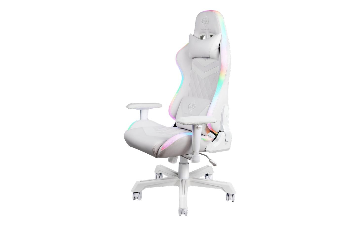 Gaming-Stuhl WCH90 Weiss<br>Gaming-Computerstuhl mit einstellbarer RGB-Beleuchtung und 120 kg Belastbarkeit
