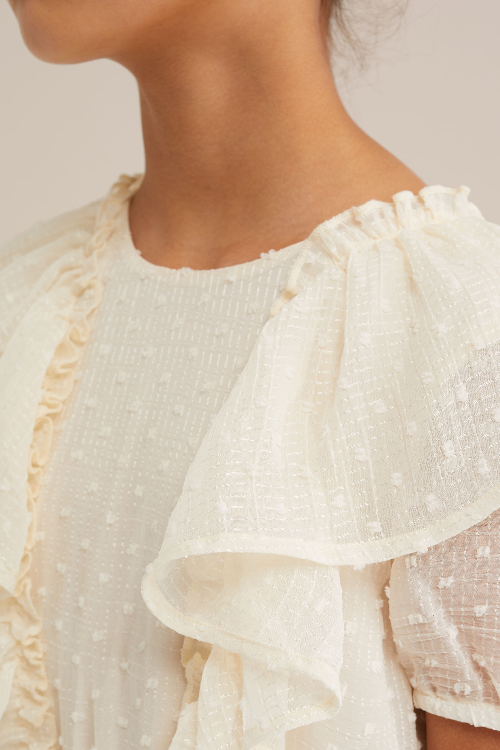 Meisjes jumpsuit met glittergaren WE Fashion Gebroken wit
