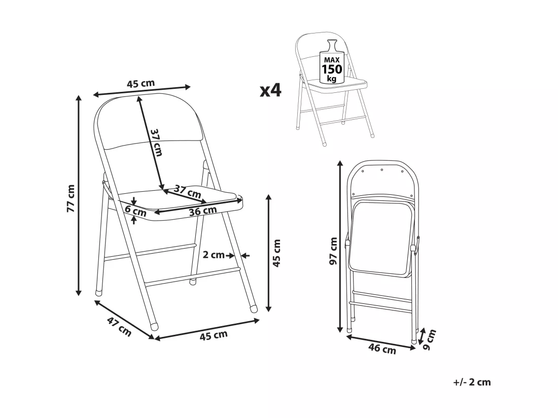Lot de 4 chaises pliantes SPARKS Bleu