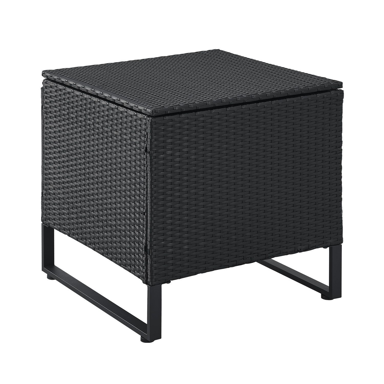 Juskys Polyrattan Lounge Santorini - Outdoor Sitzecke mit Beistelltisch & Auflagenbox - Schwarz