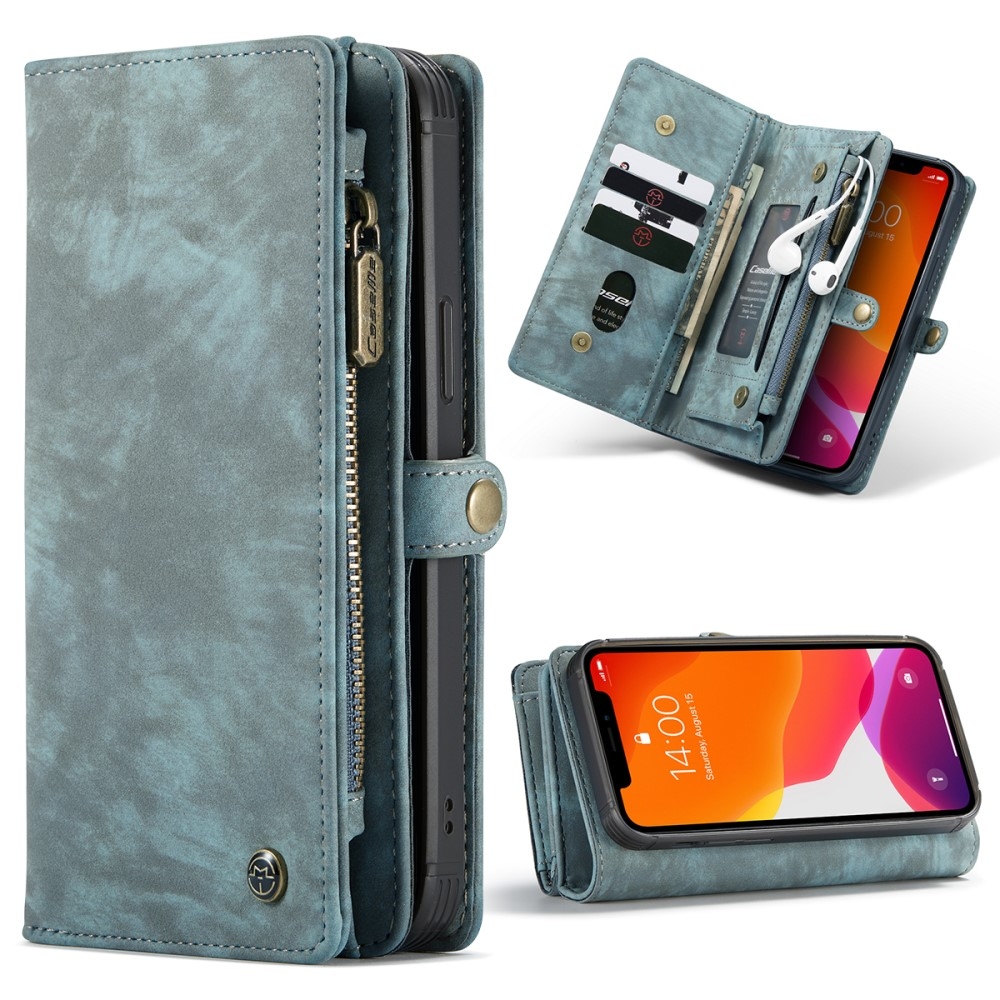 iPhone 12 / iPhone 12 Pro 2in1 Leder Tasche   Magnet Hardcase Karten Etui - Blau