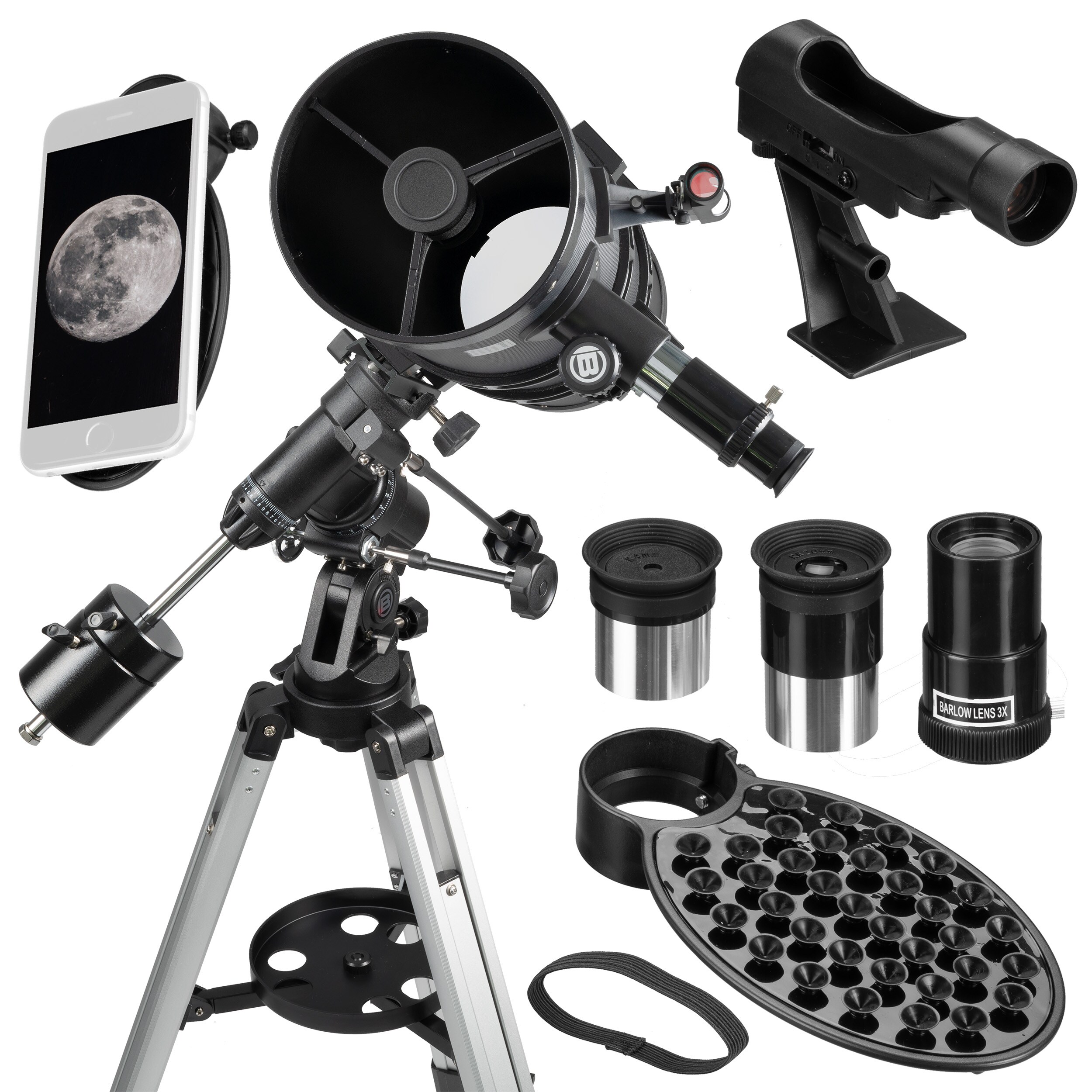 BRESSER Pollux-II 150/1400 EQ3 Spiegelteleskop mit Smartphone-Adapter & Sonnenfilter