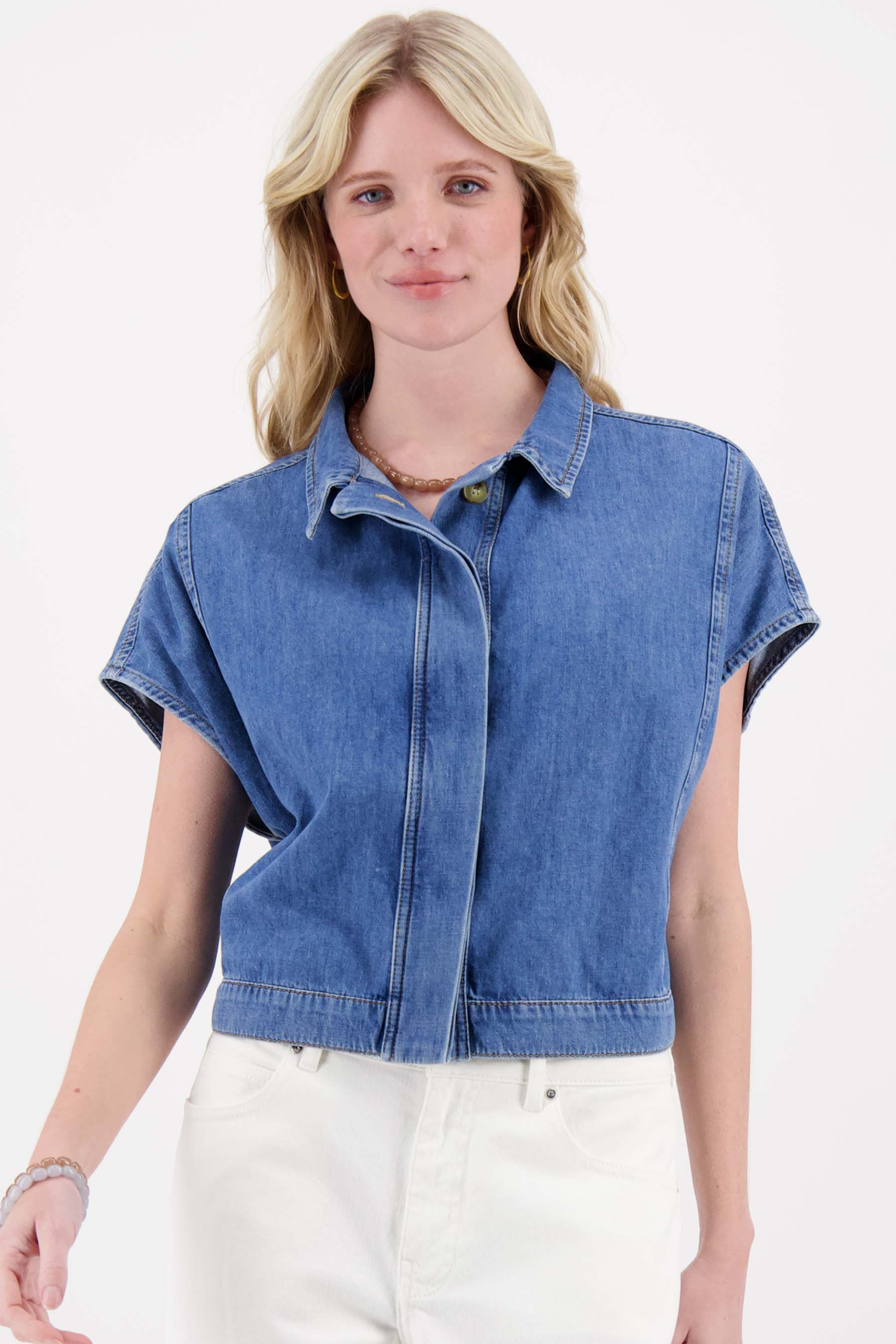 denim mouwloos jack