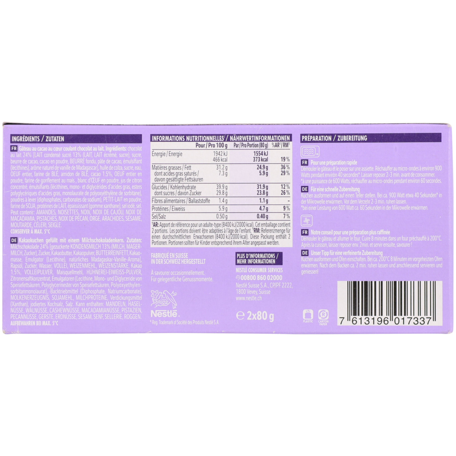 Cailler Coeur Coulant Milchchoco 2x80g