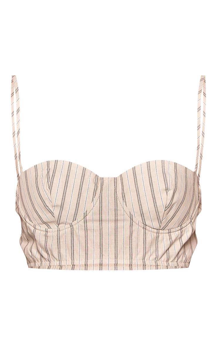 Vert Sauge Top Bralette À Fines Rayures