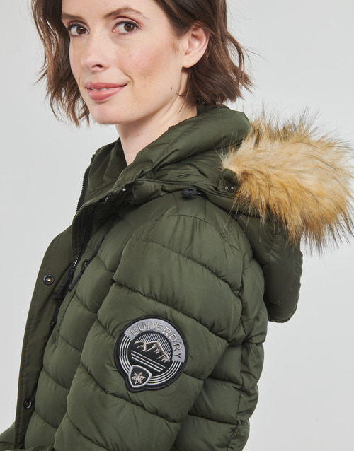 Superdry - FUJI HOODED MID LENGTH PUFFER - Kaki