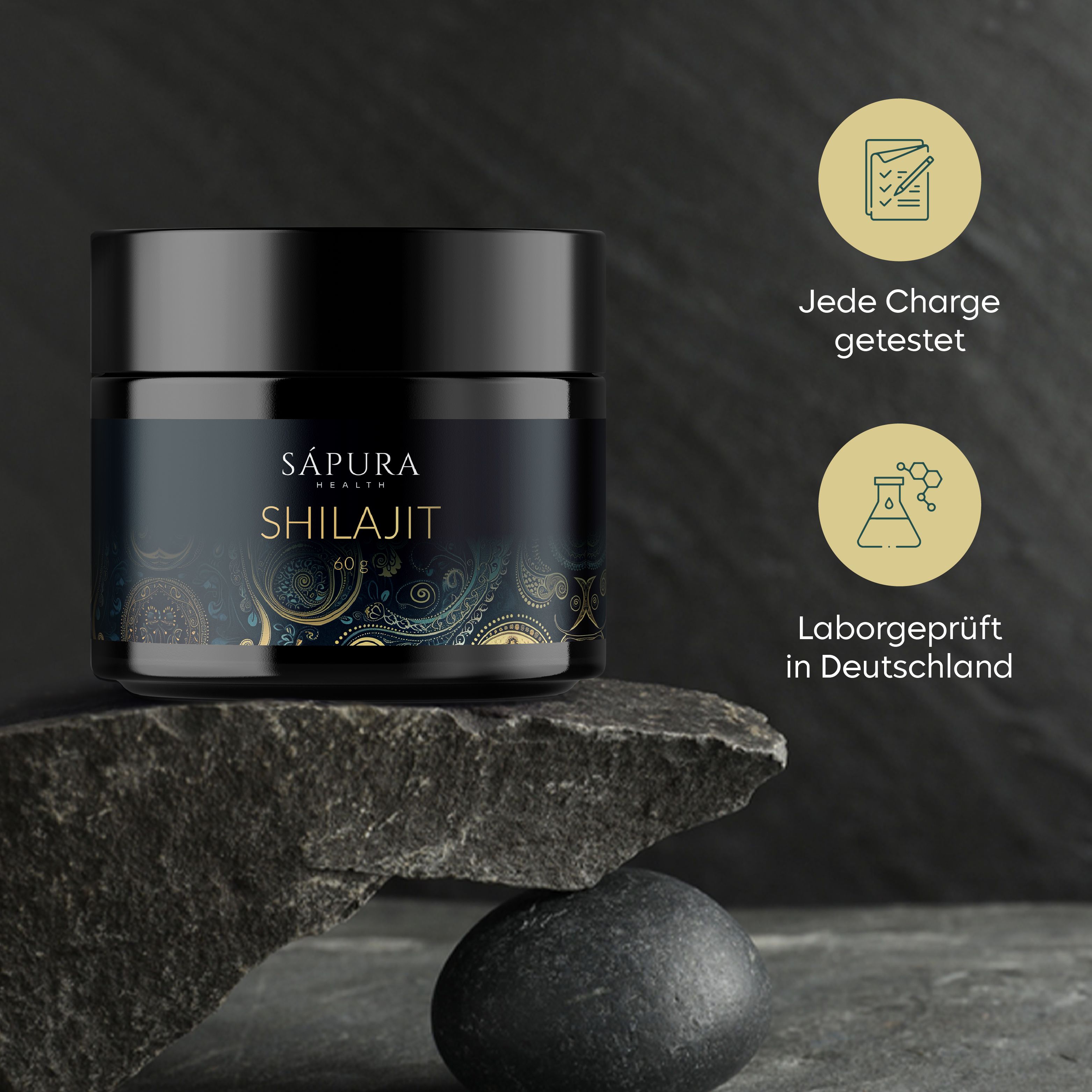 Shilajit Harz * 60g * Inklusive Löffel | Mumijo aus dem Himalaya | SAPURA®