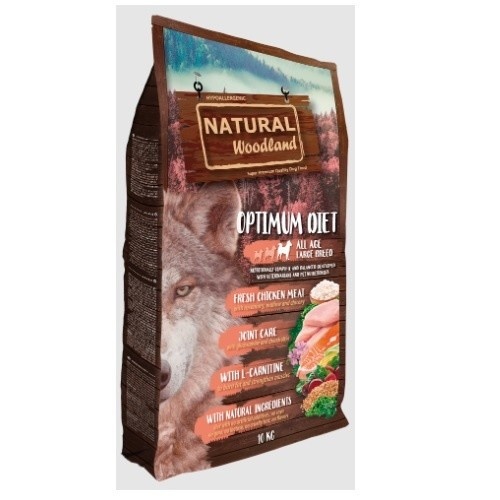 Receita natural de floresta, ideal para cães de raças grandes com frango e peru.